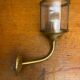 Antique Wall Lamp Lantern Gold Metal + Vintage Glass Cylinder #C528