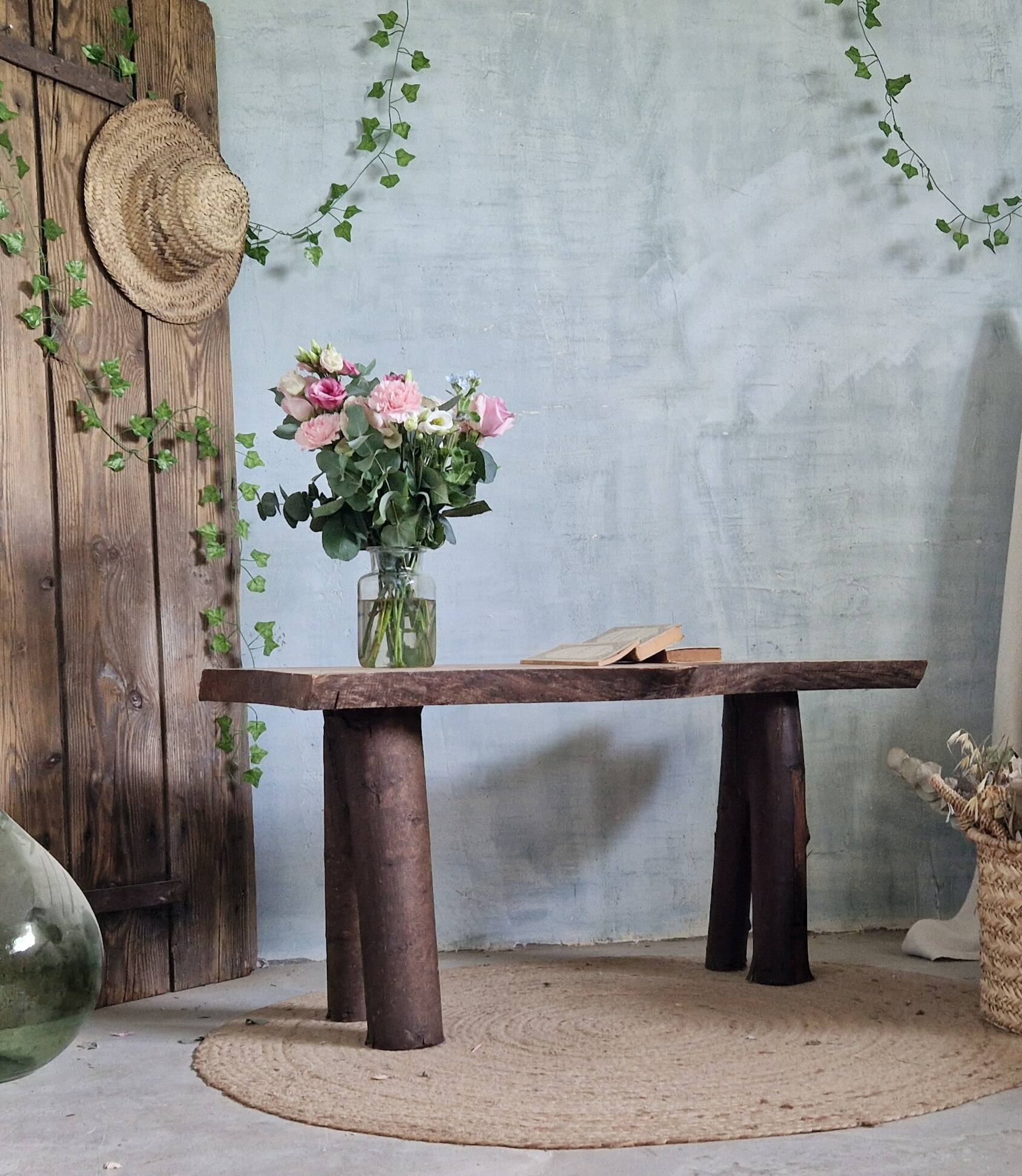 Brutalist wooden bench