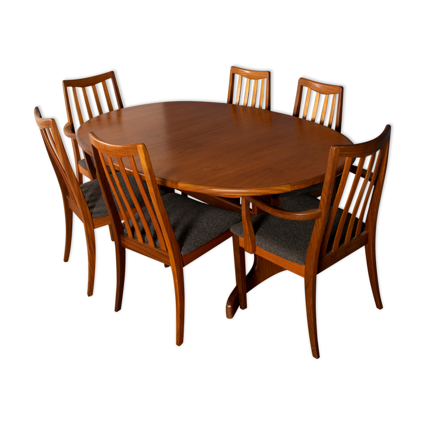 Restored teak 1960s g plan retro extending dining table & 6 chairs