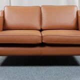 Borge Mogensen 2 seater cognac leather sofa model 2212 - newly reupholstered