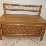 Vintage wooden and rattan chest