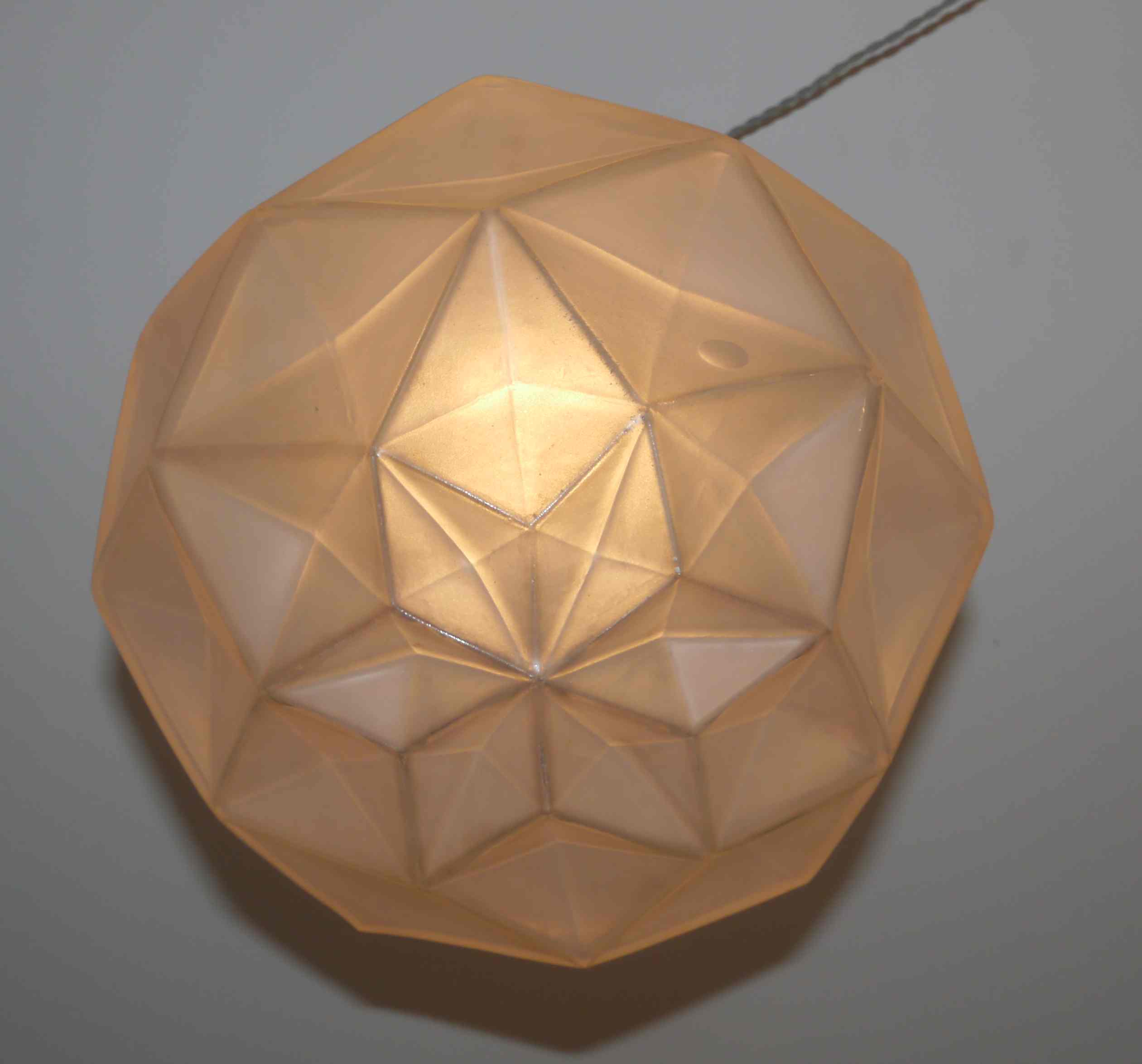 Art Deco faceted pressed glass globe pendant light