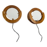 Vintage design wall light in pine and plexiglass, 1970s