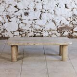 Travertine coffee table in the style of Angelo Mangiarotti, 1970.