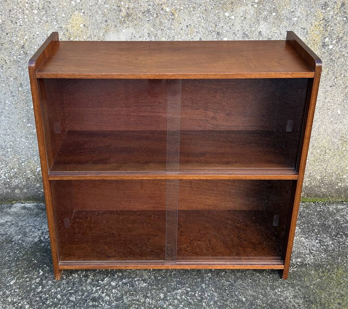 Glass bookcase, glass floor shelves by FD Rozaffy, 1960s