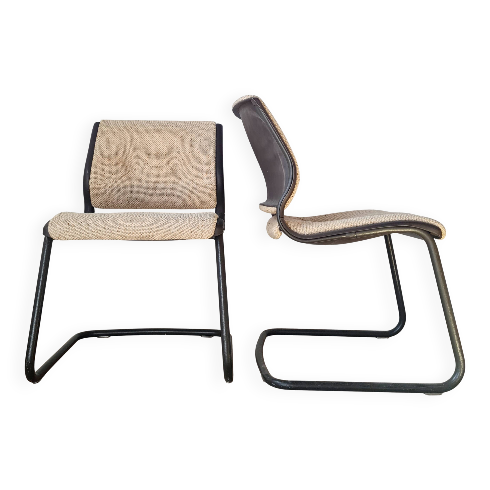 Pair of Strafor chairs from the 70s - bouclette fabric
