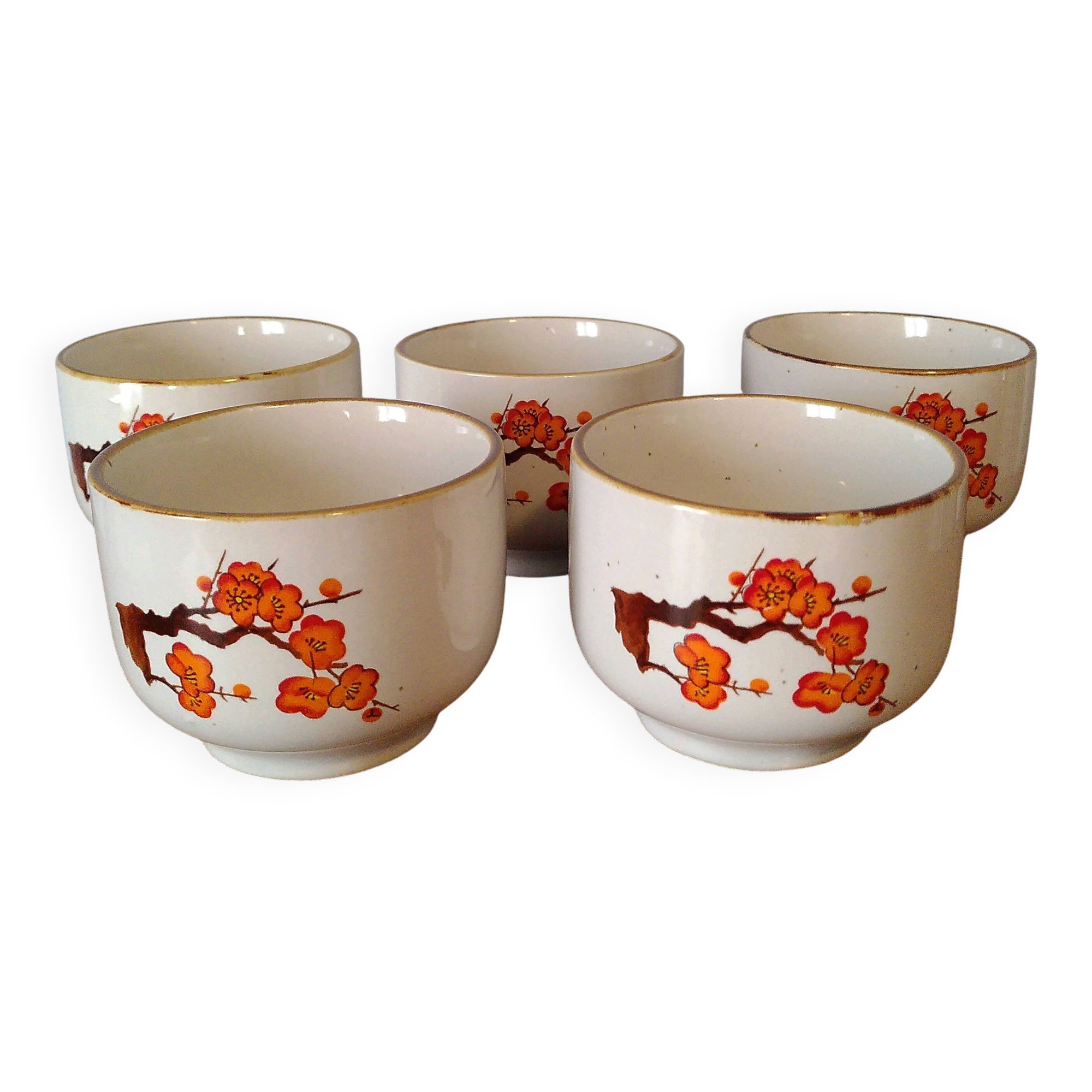 Orange flower tea cups