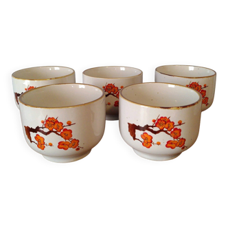Orange flower tea cups