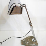 Office Art Deco lamp, chrome metal, & base marble, 1930 s