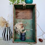 Patinated green wooden box