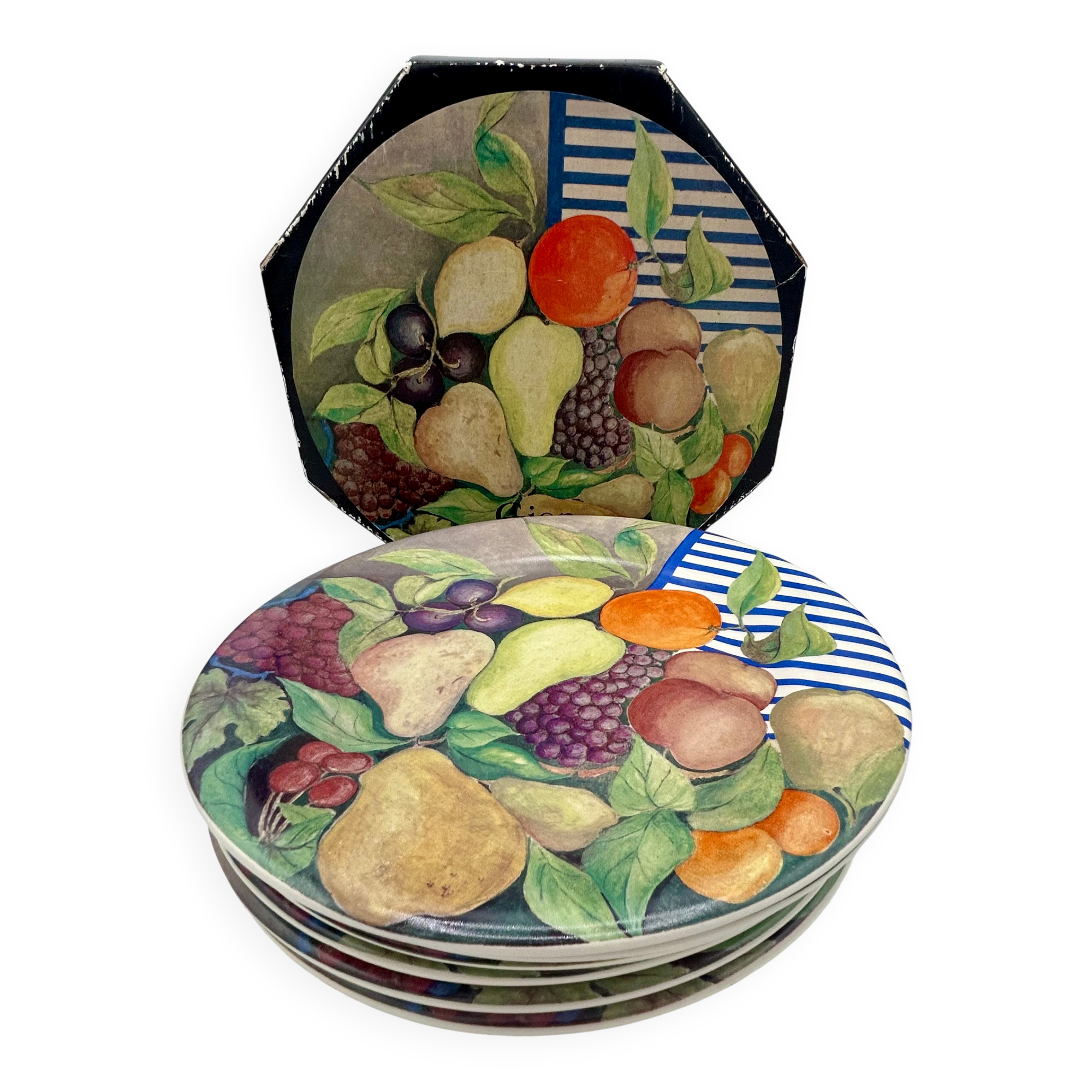 Set of 6 Gien plates “La Ronde des Fruits” – 22 cm – Original box