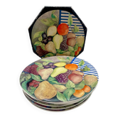 Lot de 6 assiettes Gien “La Ronde des Fruits” – 22 cm – Coffret d’origine