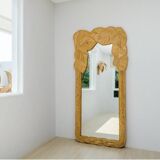 Large rattan “leaf” mirror