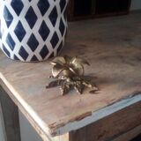 Vintage flower candlestick in chissed solid brass