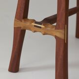 Contemporary handcrafted stool / end table in solid sipo and oak wood