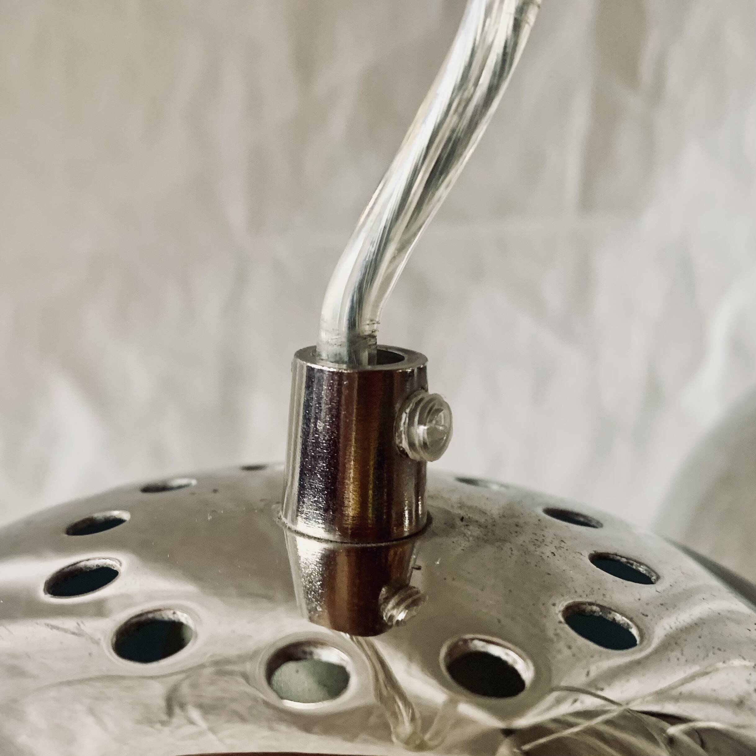 Space Age waterfall pendant light with 3 globes in chrome metal