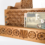 Mail holder, handmade documents carved wood old