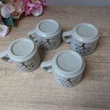 Vintage Taiwan Coffee Set, 6 Pieces, 1 Coffee Pot, 4 Cups, 1 Milk Jug, Tree of Life Pattern