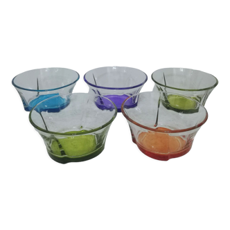 5 multicolored vintage cups or ramekins