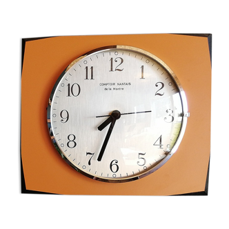 Clock formica vintage rectangular silent wall clock "Comptoir Nantais"