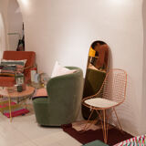 Fauteuil velours pivotant