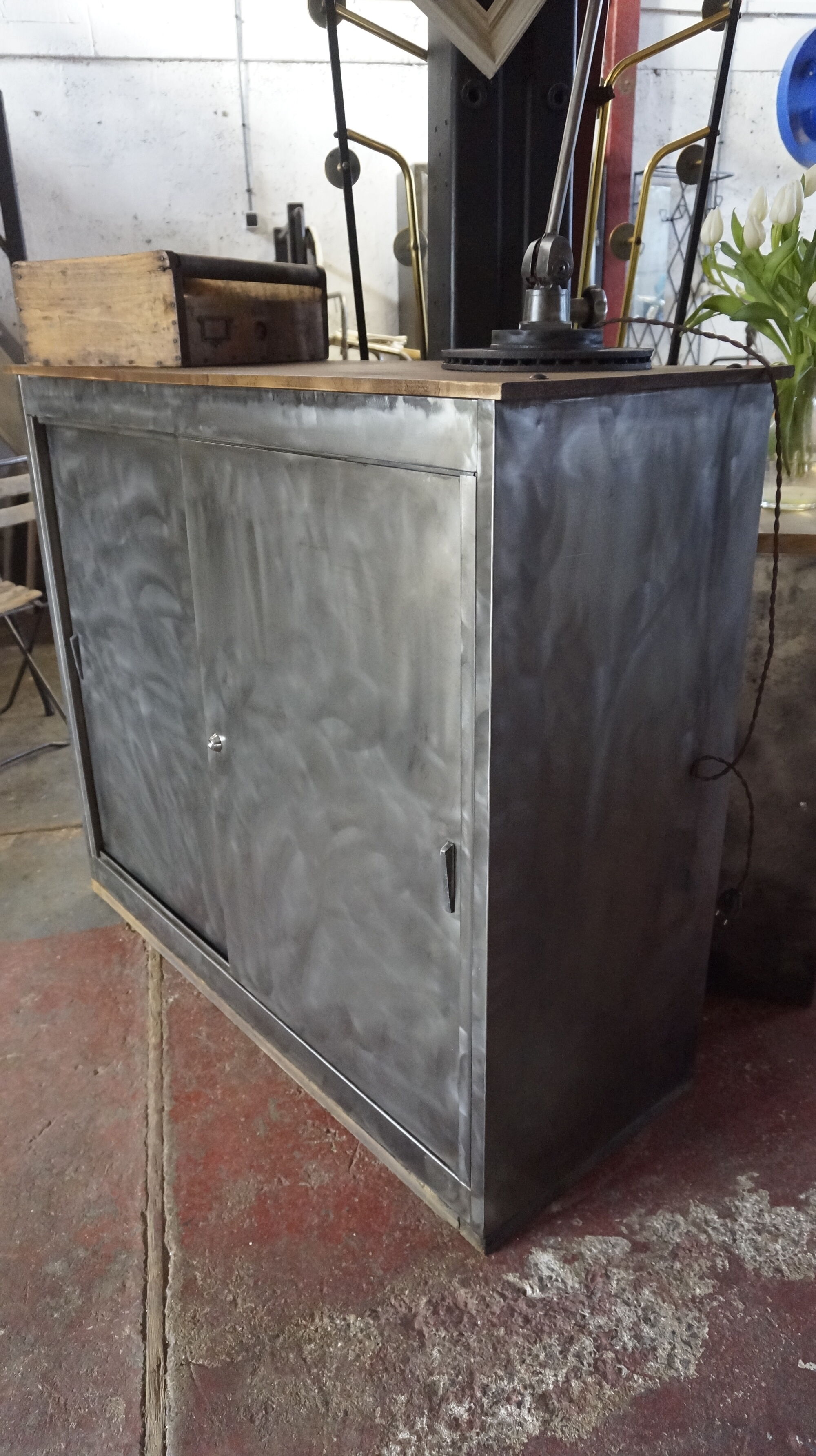 Administrative brushed metal furniture