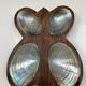 Wooden trinket tray with mother-of-pearl shells