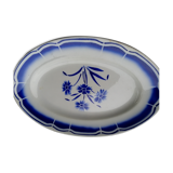 Plat ovale décor oeillets bleus