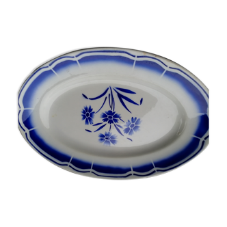 Oval dish with blue carnations