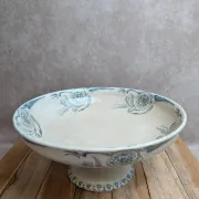 Magnificent antique footed compote in ironstone, signed P.f, model Edmond.