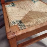 Set of 6 chairs straw wood reconstruction