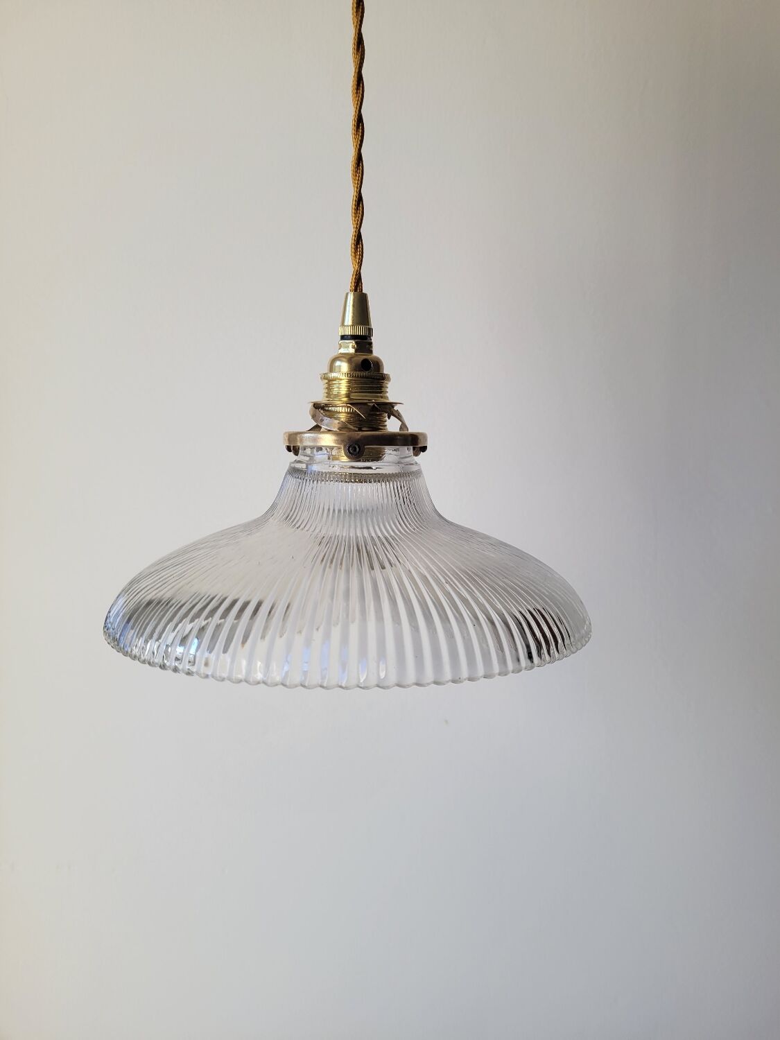 Holophane glass pendant lamp