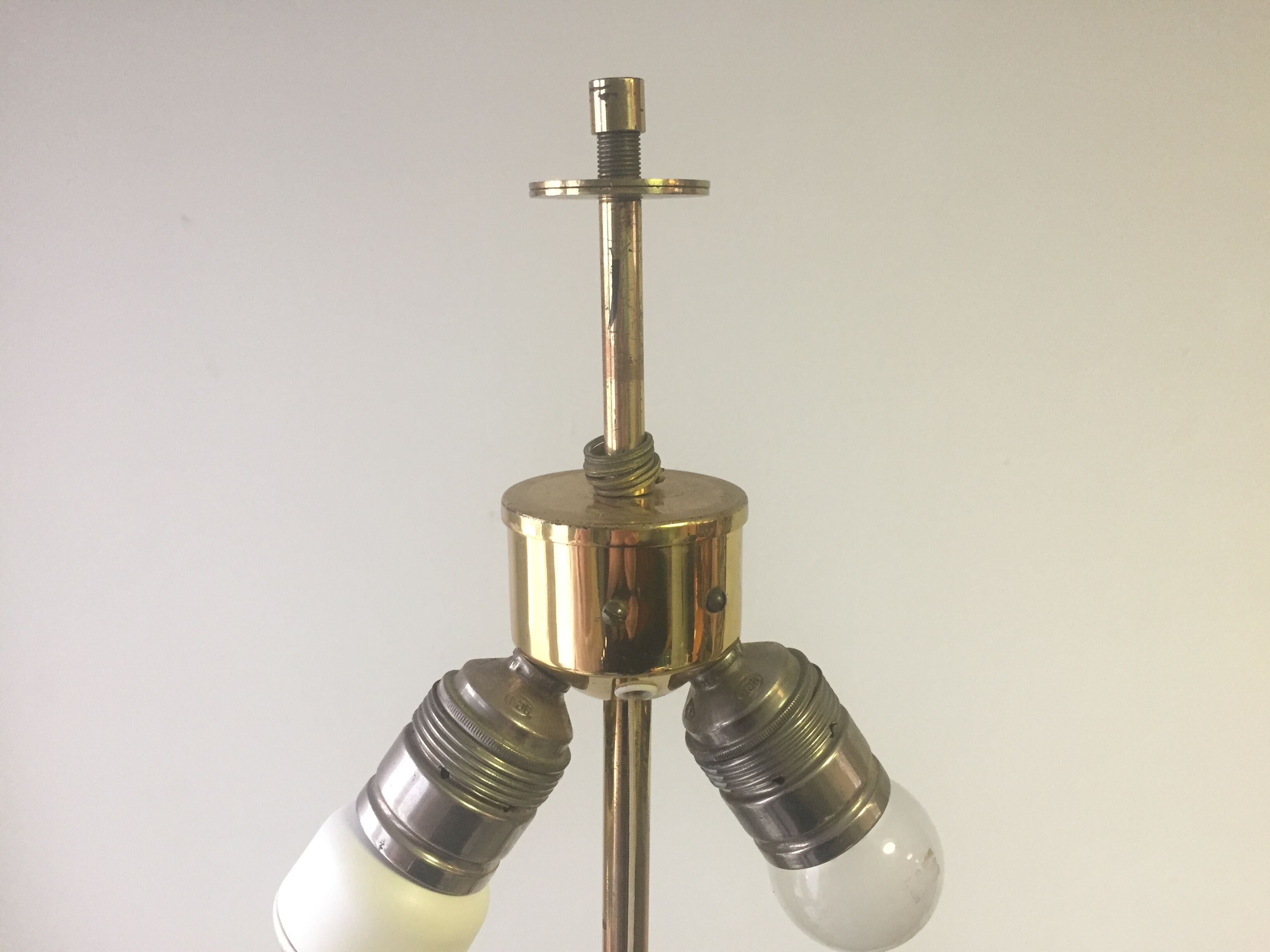 Leather and brass floor lamp