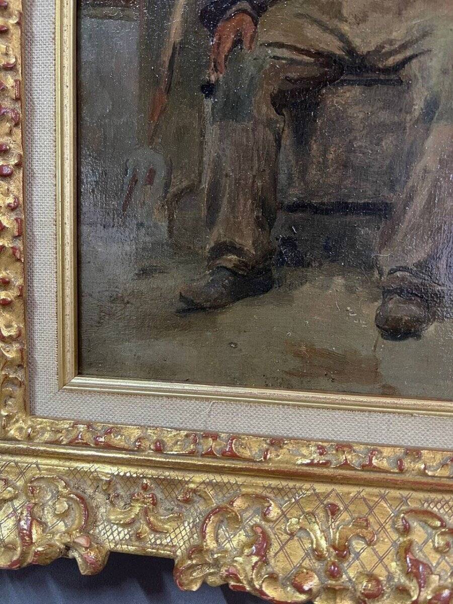 Portrait Oil on Wood, 20th Century