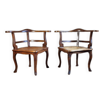 Pair of 1900 living room armchairs with bistro seating