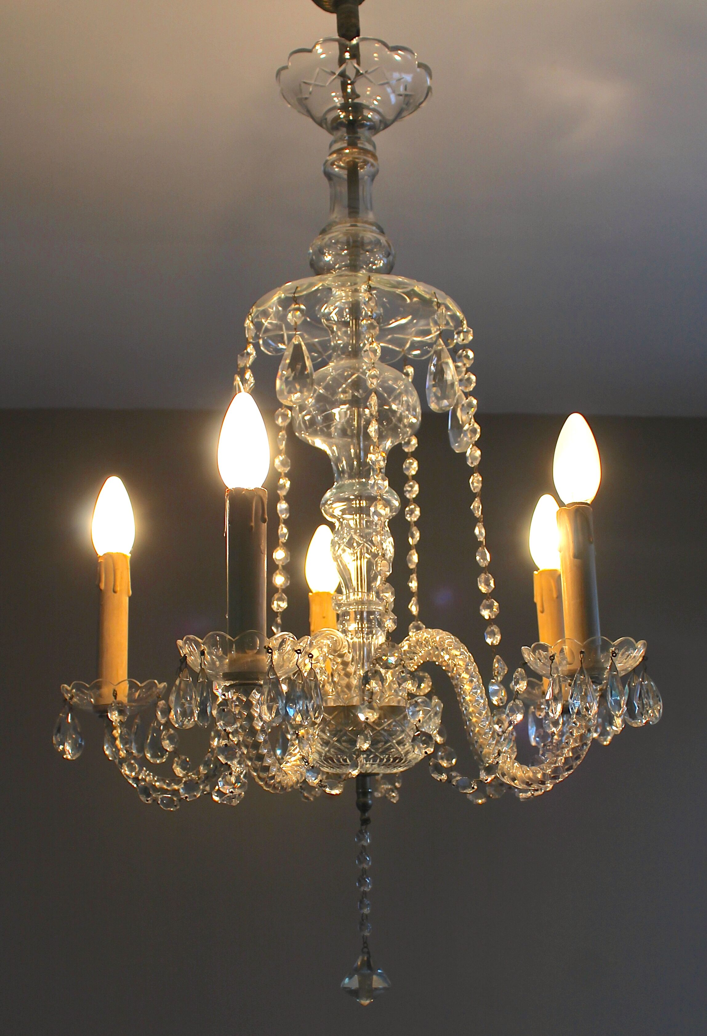5 lights crystal pendant chandelier from Czechoslovakia