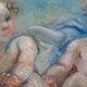Tableau pastel fin XIXe décor d'angelots et de colombes
