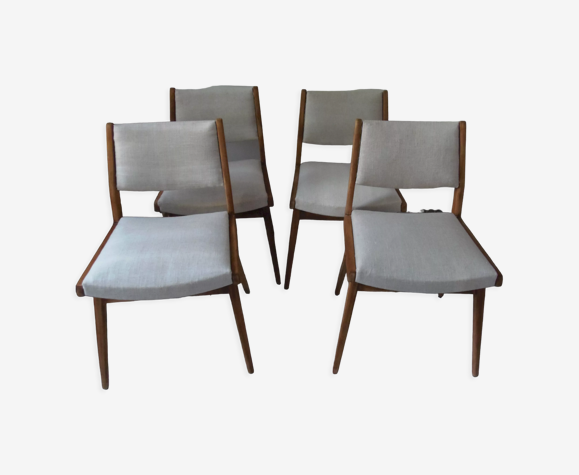 Série de 4 chaises vintage des années 50 en hêtre