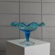 Vintage blue Murano glass bowl - Italy 1980s - Fenton dessert bowl on a pedestal