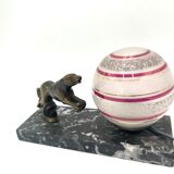 Art Deco table lamp with a dog figure