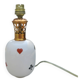 Porcelain lamp Rivière Letort, Saint Méen Le Grand "playing cards"