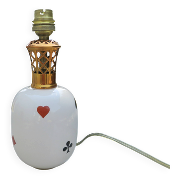 Lampe en porcelaine Rivière Letort, Saint Méen Le Grand "cartes à jouer"