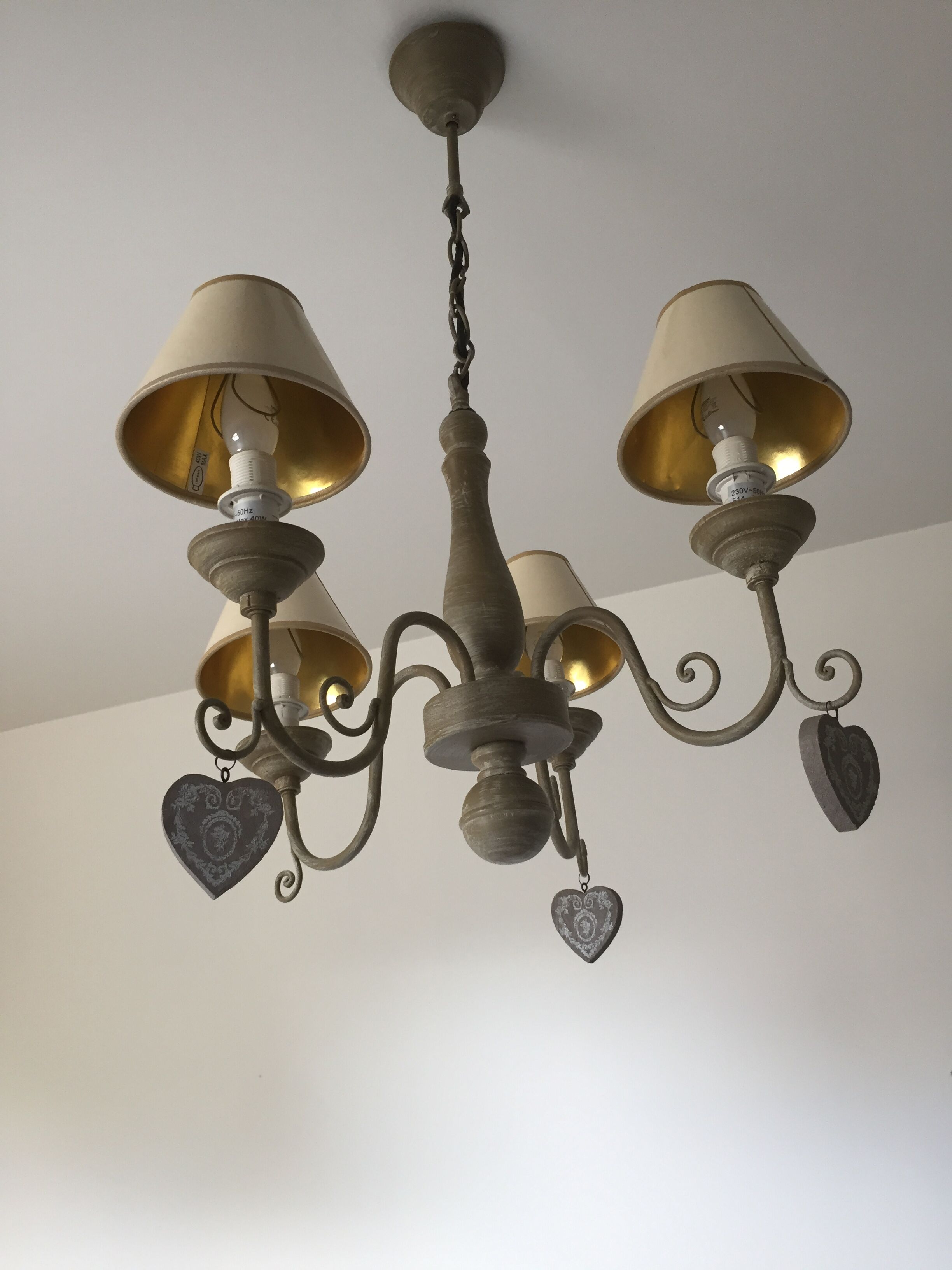 Lustre hollandais bois et métal 4 feux