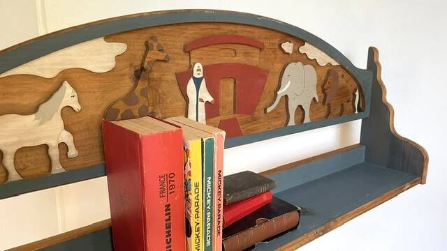Vintage solid wood noah's ark shelf
