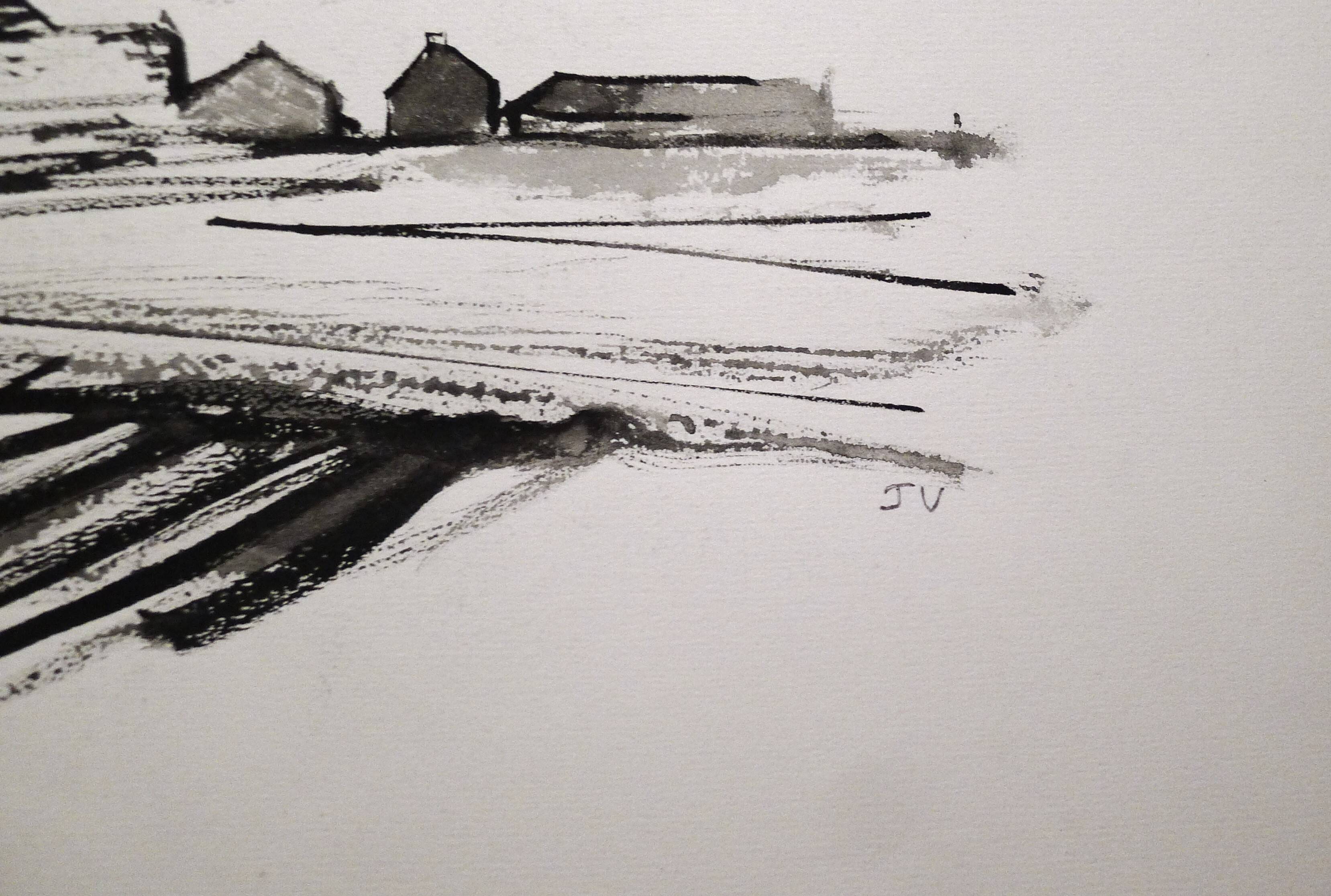 Original drawing in black chalk by Jean Villette (1913-2005)