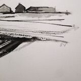 Original drawing in black chalk by Jean Villette (1913-2005)