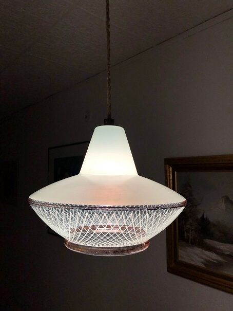 Striated glass suspension, modernist, from the 50s