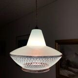 Striated glass suspension, modernist, from the 50s