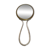 Antique beveled glass mirror hand faced brass + vintage metal handles