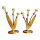 Paire de lampes florales en laiton, Mid-Century, années 1950-60